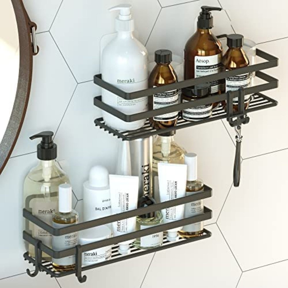 2 PCS Shower Caddy 4 PCS Adhesive Sticker Replacement Hook, for Shower Caddy Bat